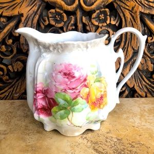 Vintage German Porcelain Hand Painted Cabbage Roses Floral Romantic